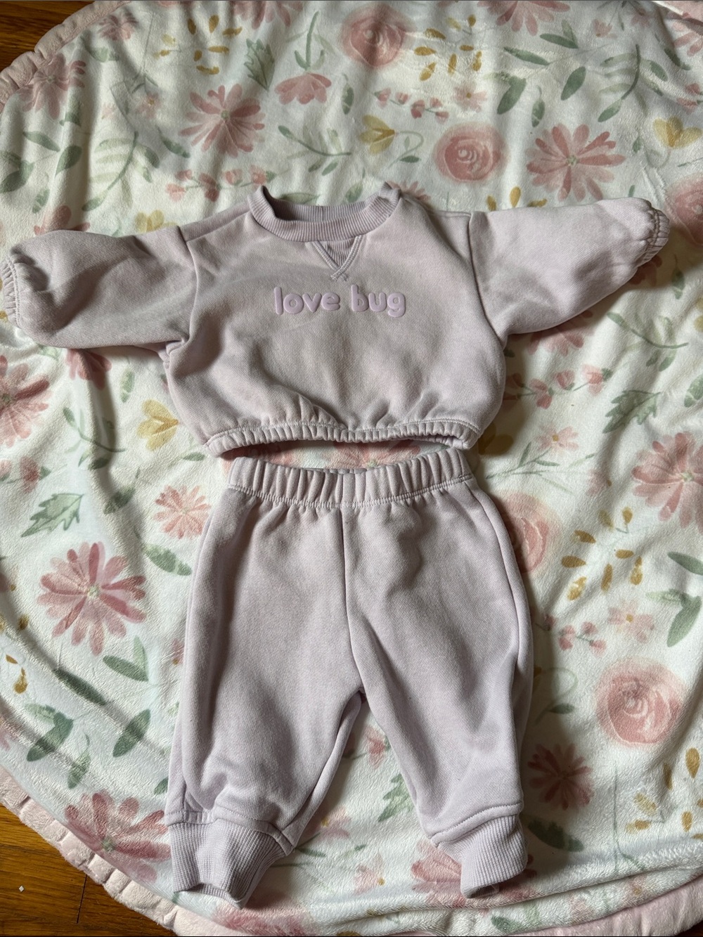 'Love Bug' Lilac Baby Sweatshirt & Joggers Set